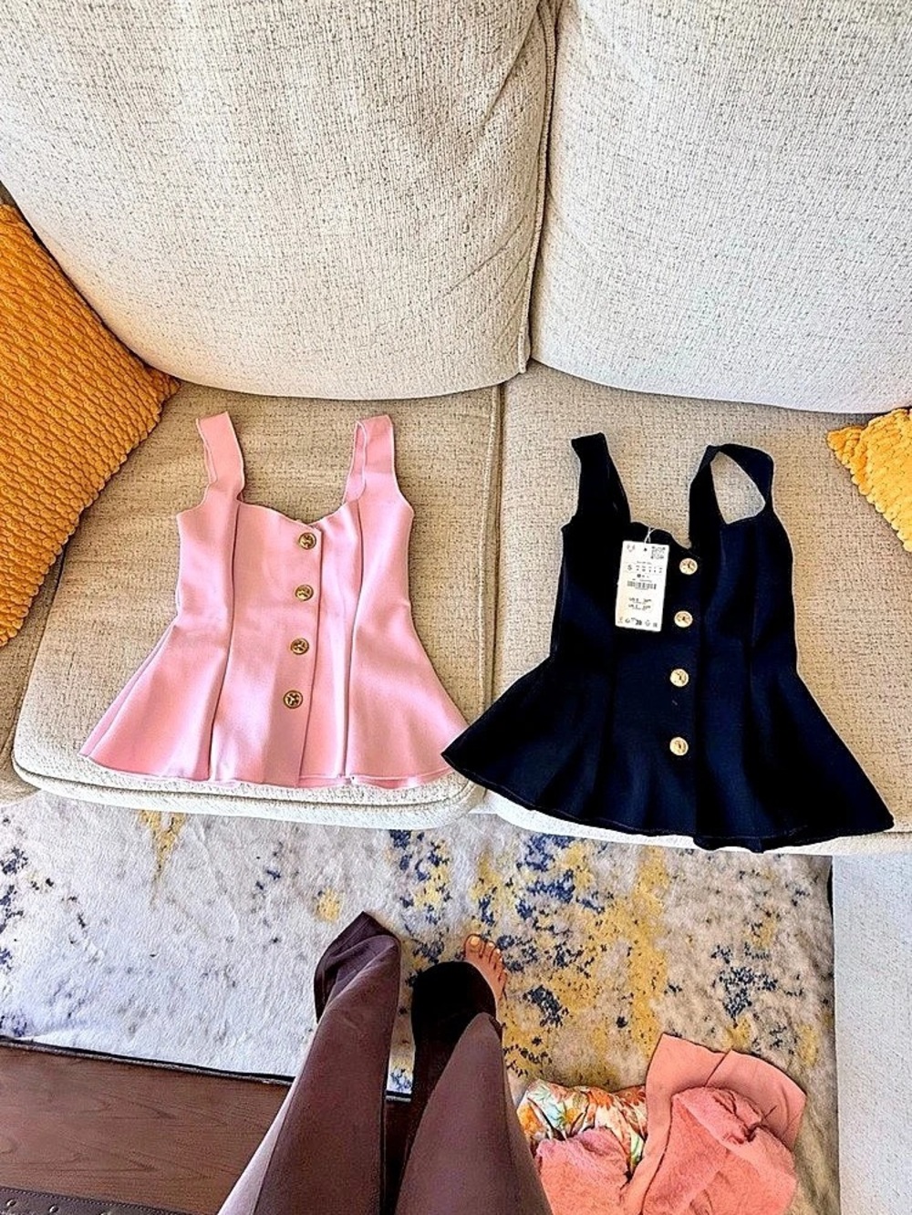 Zara BUNDLE' Sleeveless peplum Set in Pink & Black